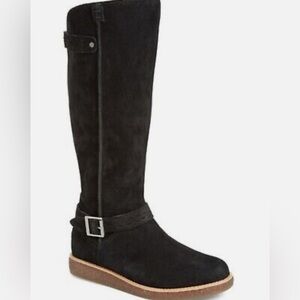 UGG Australia Gellar Black Suede Water Resistant Equestrian Riding Boots US 8